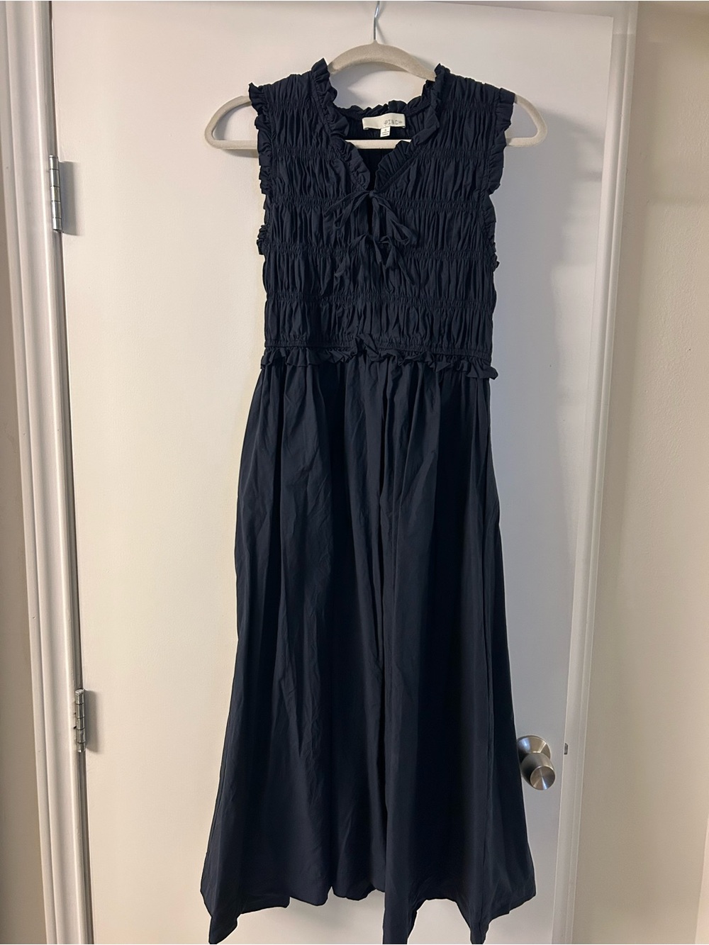 Pinch Navy Smocked Sleeveless Midi Dress